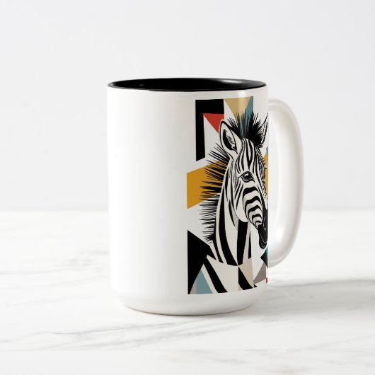 Cool Geometric Zebra African Wildlife Tweekleurige Koffiemok (Voorkant rechts)