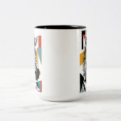 Cool Geometric Zebra African Wildlife Tweekleurige Koffiemok (Center)