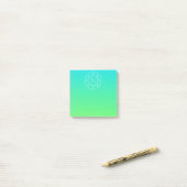 Cool geometrisch monogram | Blauwe & Limegroene Om Post-it® Notes (Op bureau)