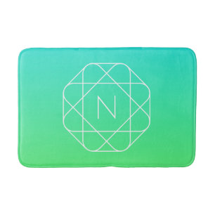 Cool geometrisch monogram Blauwe & limoengroene Badmat