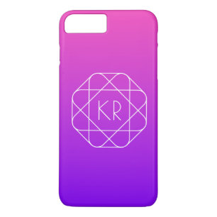 Cool geometrisch monogram Magenta Paars Violet iPhone 8 Plus / 7 Plus Hoesje