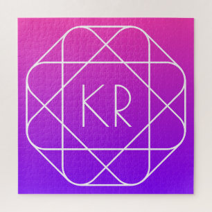 Cool geometrisch monogram Magenta Paars Violet Legpuzzel