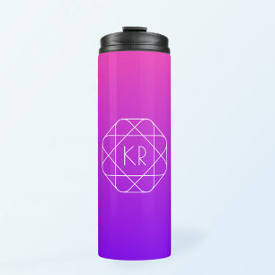 Cool geometrisch monogram Magenta paars violet Thermosbeker