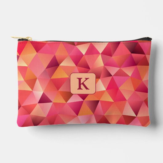 Cool Geometrisch Rood Sinaasappel Roze Monogram Etui (Voorkant)