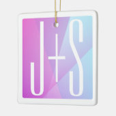 Cool Geometrisch Roze & Paars | Koppels Initialen Keramisch Ornament (Links)
