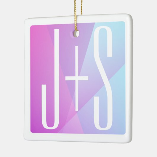Cool Geometrisch Roze & Paars | Koppels Initialen Keramisch Ornament (Links)