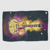 Cool gepersonaliseerde gitaar kunst golfhanddoek (Horizontaal)