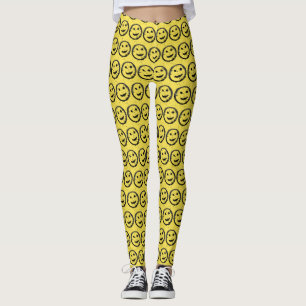 Cool Geproduceerd Gelukkig glimlachend gele gezich Leggings