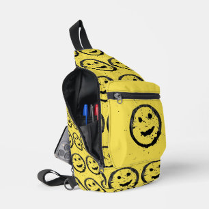 Cool Geproduceerd Gelukkig glimlachend gele gezich Sling Bag
