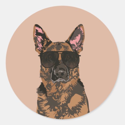 Cool German Shepherd for German Shepherd Lovers Ronde Sticker (Voorkant)