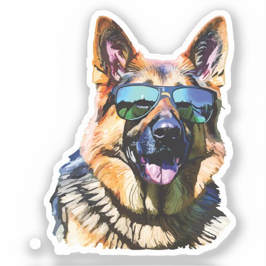 cool german shepherd sticker (Voorkant)