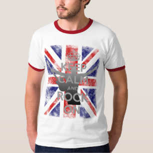 Cool geschaafde hou je kalm en rock on UK vlag T-shirt
