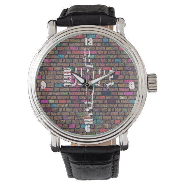 Cool geweldige Faith Love Hope graffiti Horloge (Voorkant)