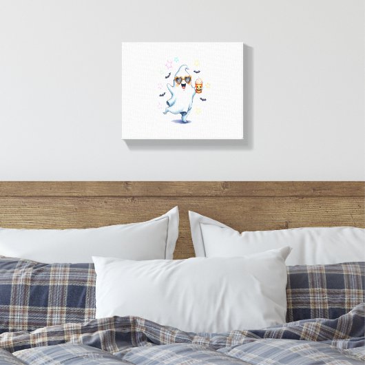 Cool Ghost Halloween vibes Canvas Afdruk (Insitu (Slaapkamer))