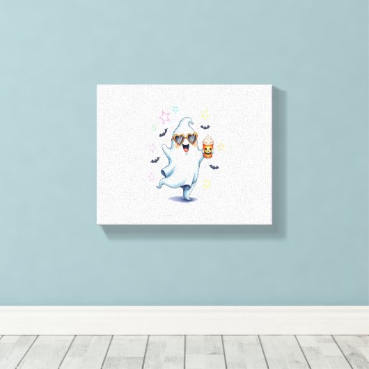 Cool Ghost Halloween vibes Canvas Afdruk (Insitu (Houten vloer))