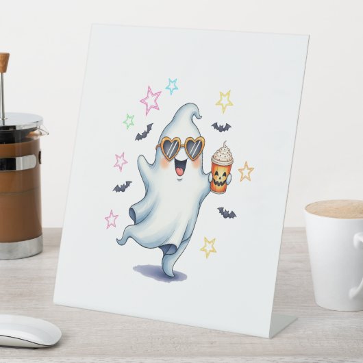 Cool Ghost Halloween vibes Reclamebord Met Voetstuk (Insitu)
