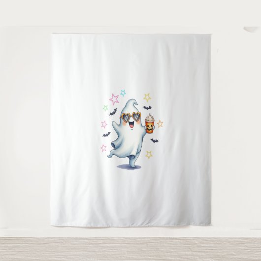 Cool Ghost Halloween vibes Wandkleed (Voorkant)