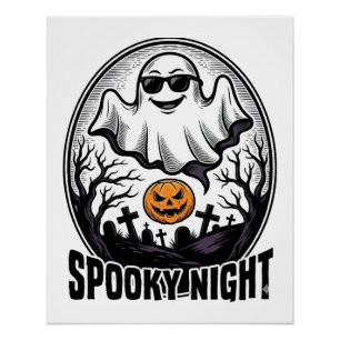 Cool Ghost Halloween Vintage Gravure T-shirt Kunst Perfect Poster
