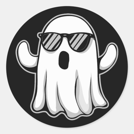 Cool Ghost with Sunglasses Ronde Sticker (Voorkant)