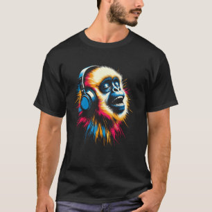 Cool Gibbon Monkey Hoofdtelefoon Muziek Art Christ T-shirt