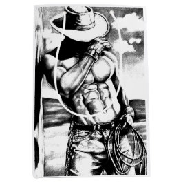 Cool Gift Bag voor zijn kunst Cowboy Bodybuilder Medium Cadeauzakje