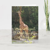 Cool Giraffe, Happy 12th Birthday, kaart (Voorkant)