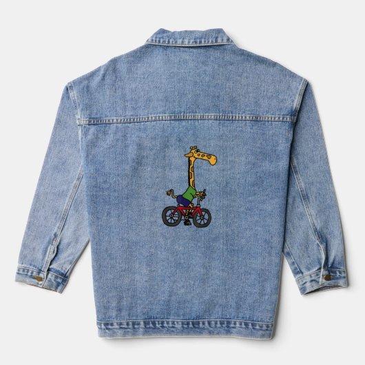 Cool Giraffe Rijden Fiets Denim Jacket (Achterkant)