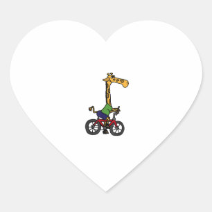 Cool Giraffe Rijden Fiets Hart Sticker