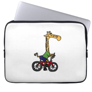 Cool Giraffe Rijden Fiets Laptop Sleeve