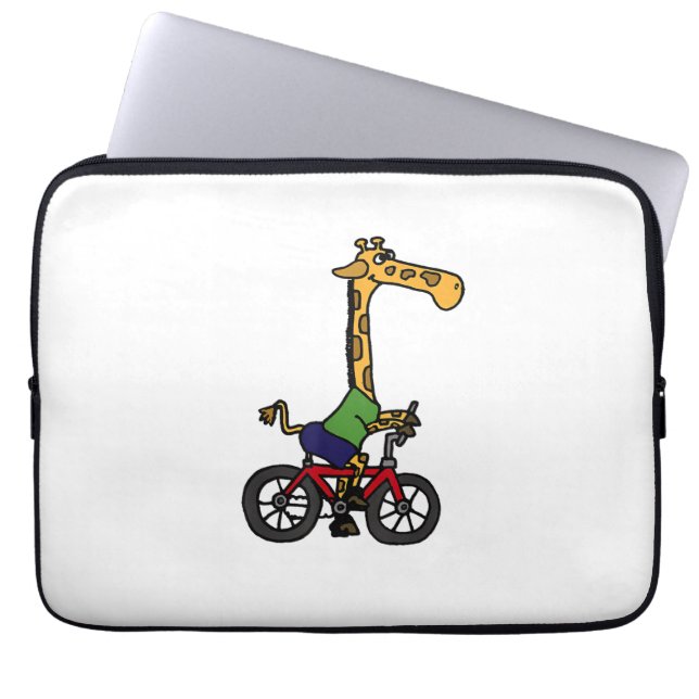 Cool Giraffe Rijden Fiets Laptop Sleeve (Voorkant)