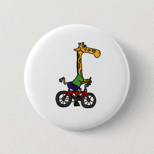 Cool Giraffe Rijden Fiets Ronde Button 5,7 Cm