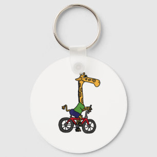 Cool Giraffe Rijden Fiets Sleutelhanger