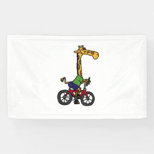 Cool Giraffe Rijden Fiets Spandoek