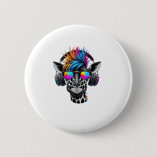 Cool Giraffe Zonnebril Hoofdtelefoon Giraffes Ronde Button 5,7 Cm