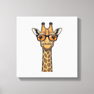Cool Giraffe Zonnebril Vintage Graveer Shirt De Canvas Afdruk