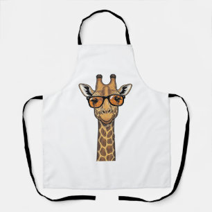 Cool Giraffe Zonnebril Vintage Graveer Shirt De Schort