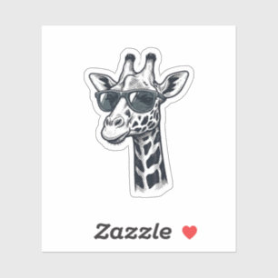 Cool Giraffe Zonnebril Vintage Graveren T-Shirt_ Sticker