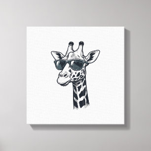 Cool Giraffe Zonnebril Vintage Gravering T-Shirt_ Canvas Afdruk