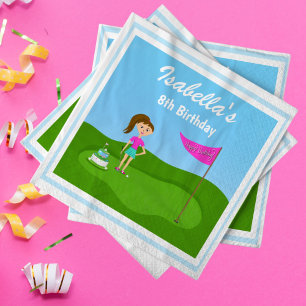 Cool Girl's Golfing Thema Verjaardagsfeest Servet