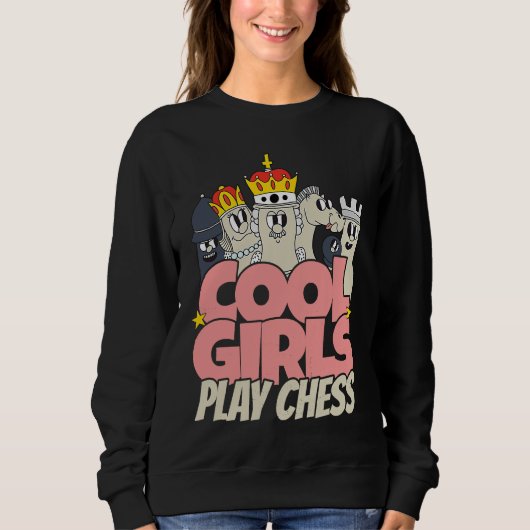 Cool girls play chess chess saying chess player trui (Voorkant)