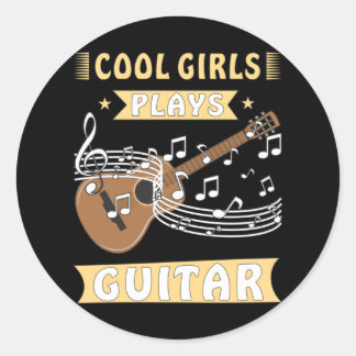 COOL GIRLS PLAYS GUITAR RONDE STICKER