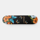 Cool Girly Bloemen Vlinder Schaats Deck Skateboard (Horizontaal)