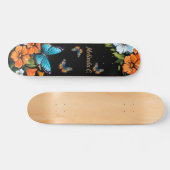 Cool Girly Bloemen Vlinder Schaats Deck Skateboard (Horizontaal)