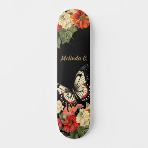 Cool Girly Floral Butterfly Wide Schaats Deck Skateboard