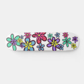 Cool Girly Retro Flower Power Skateboard (Horizontaal)