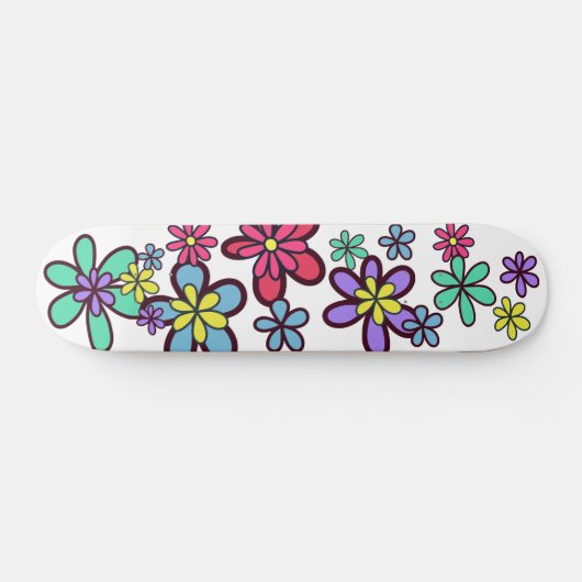 Cool Girly Retro Flower Power Skateboard (Horizontaal)