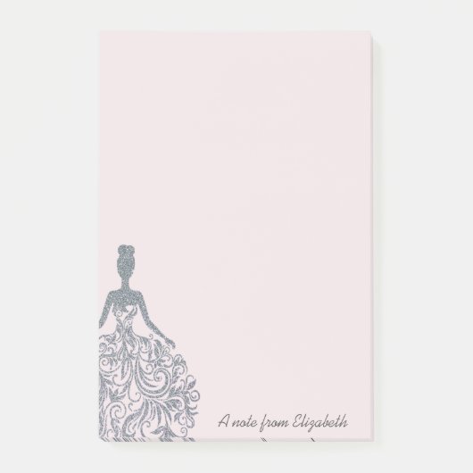 Cool Girly Silver Glitter Dress - Gepersonaliseerd Post-it® Notes (Voorkant)