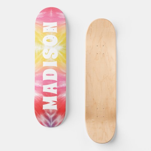 Cool Girly Tie Dye Aangepaste persoonlijke naam Skateboard (Voorkant)
