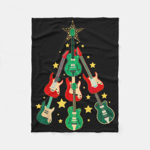 Cool Gitaar Kerstboom Gitaar Liefhebbers Kerstmis Fleece Deken
