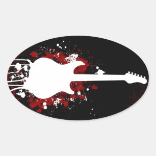 Cool gitaar ontwerp ovale sticker
